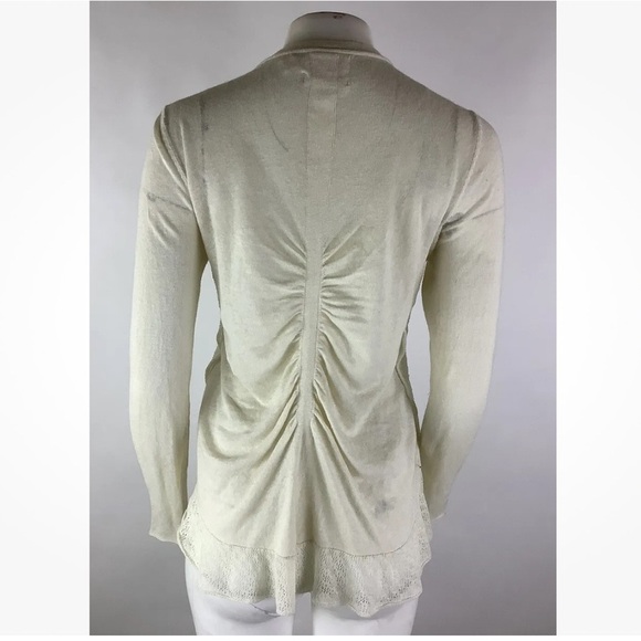 Anthropologie Rosie Neira Sz M Lightweight Cardigan Cream Cotton Linen Button - Picture 3 of 5